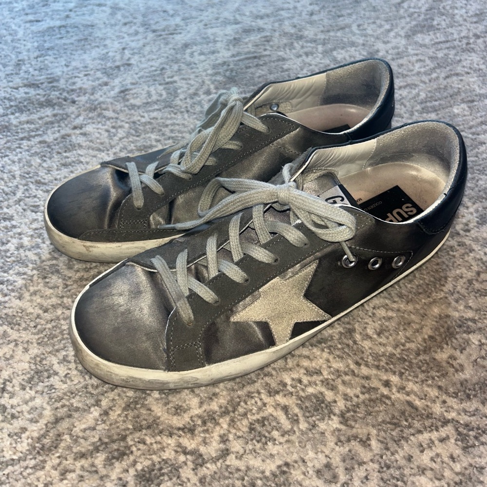 Grey Satin Golden Goose Superstar